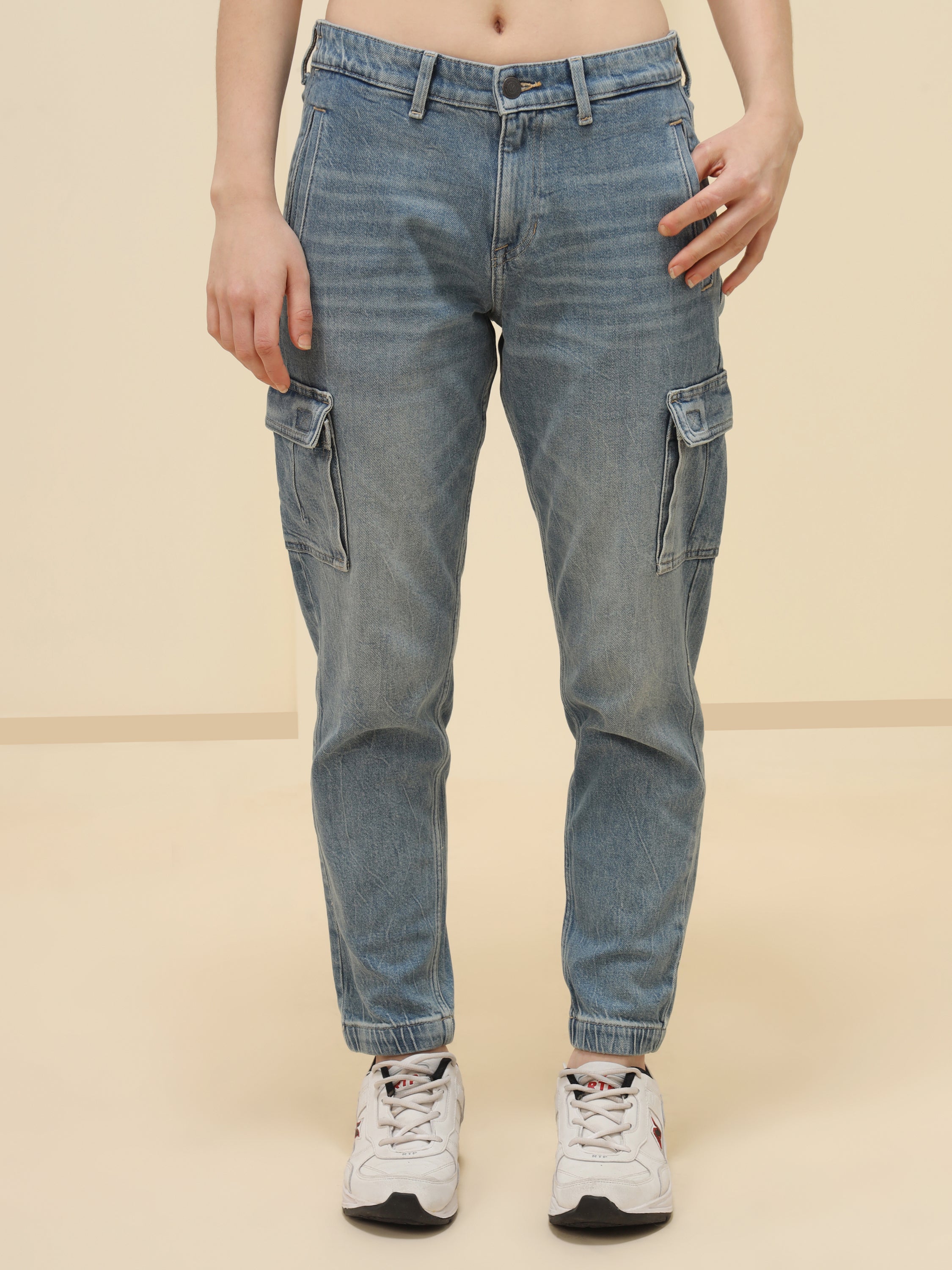 WOMEN SLIM FIT DENIM CARGO