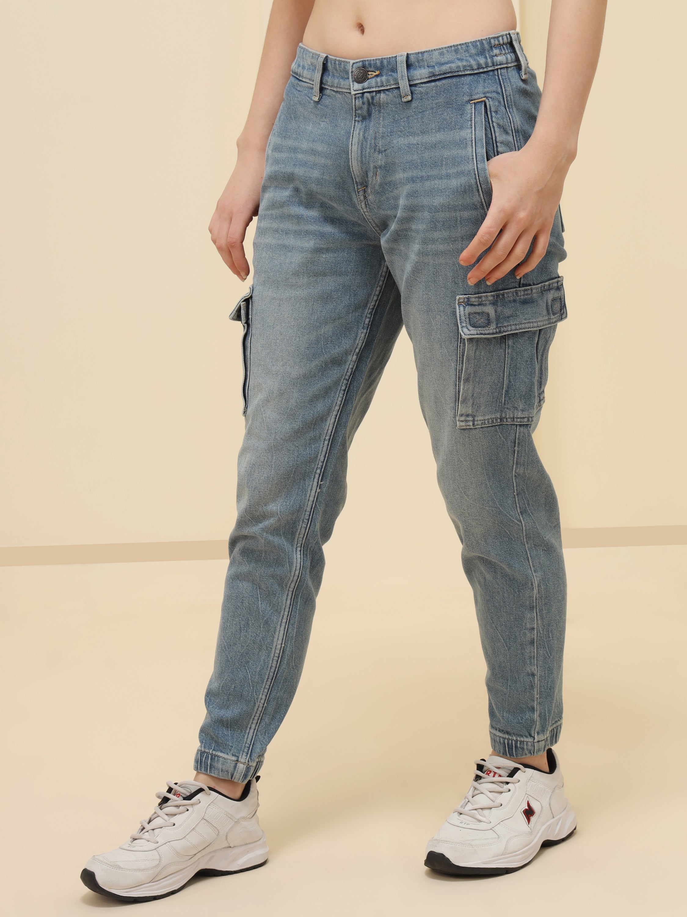 WOMEN SLIM FIT DENIM CARGO