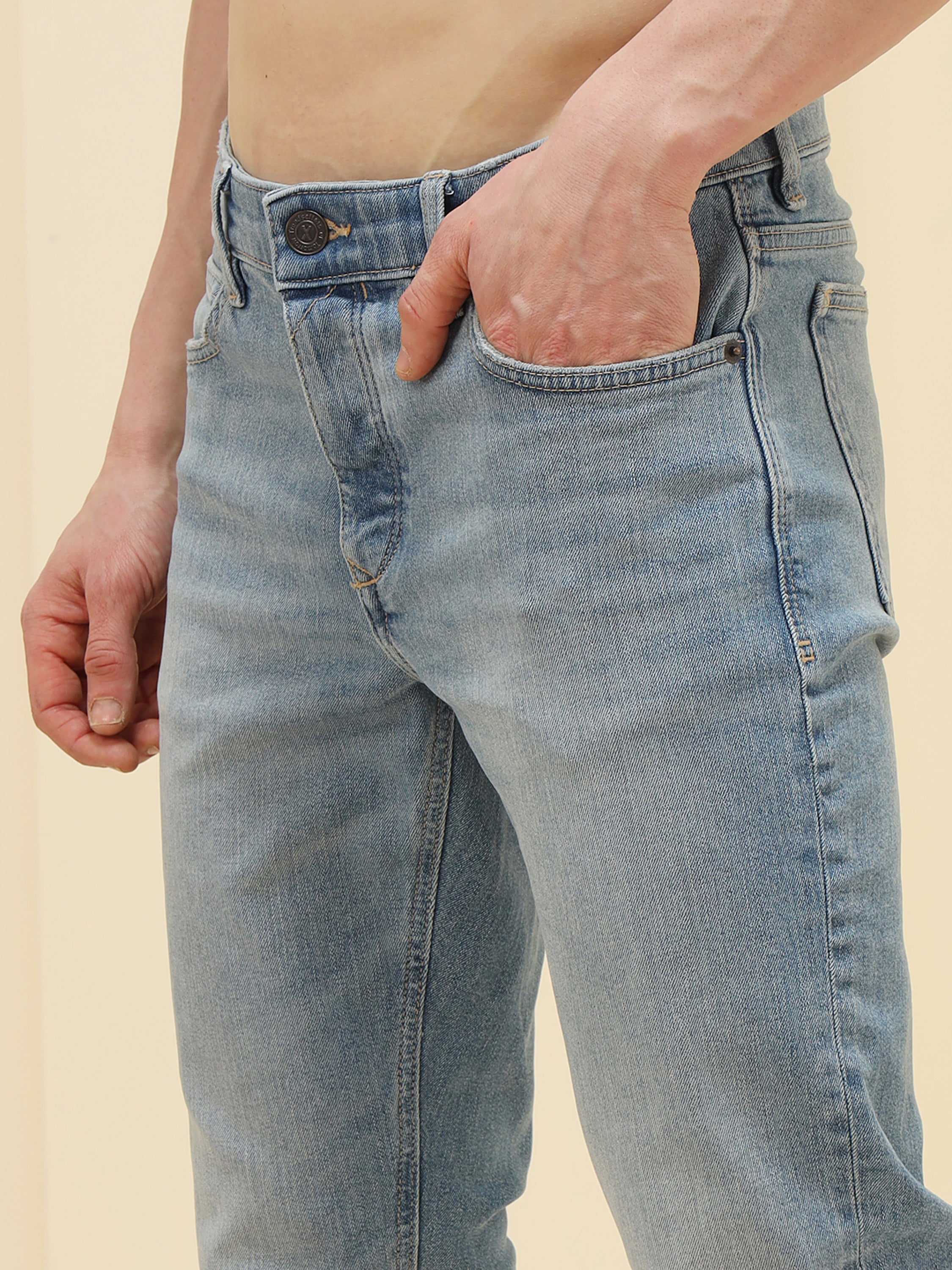 MEN BLUE STRETCH SLIM FIT JEANS