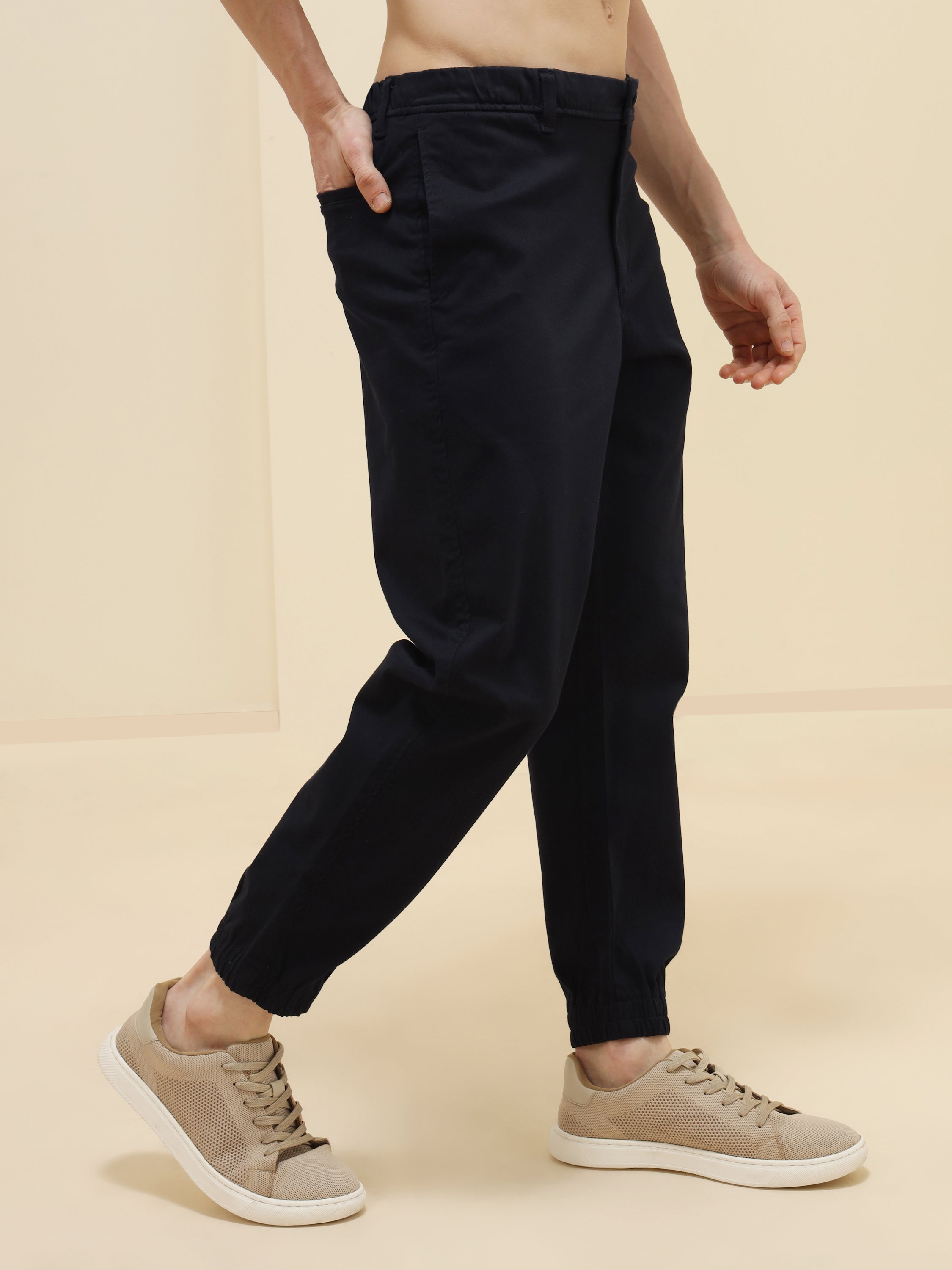 MEN NAVY STRETCH TWILL JOGGER PANT